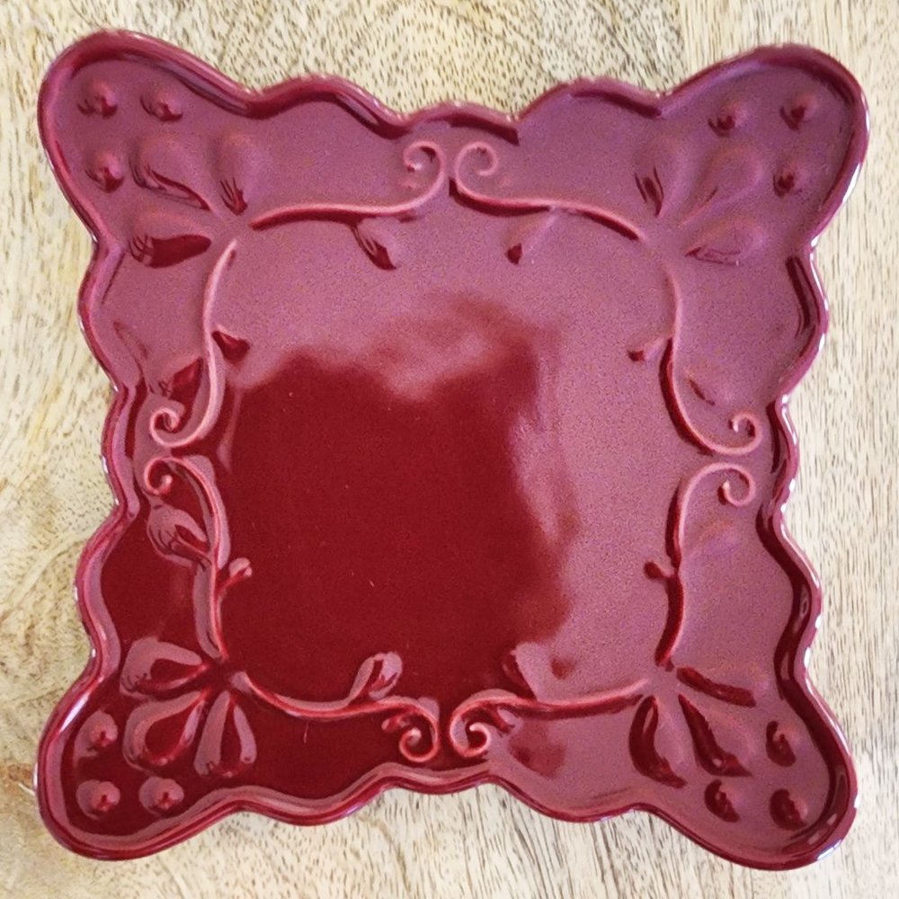 Beautiful Burgundy Red Swirl Design Stoneware Trivet